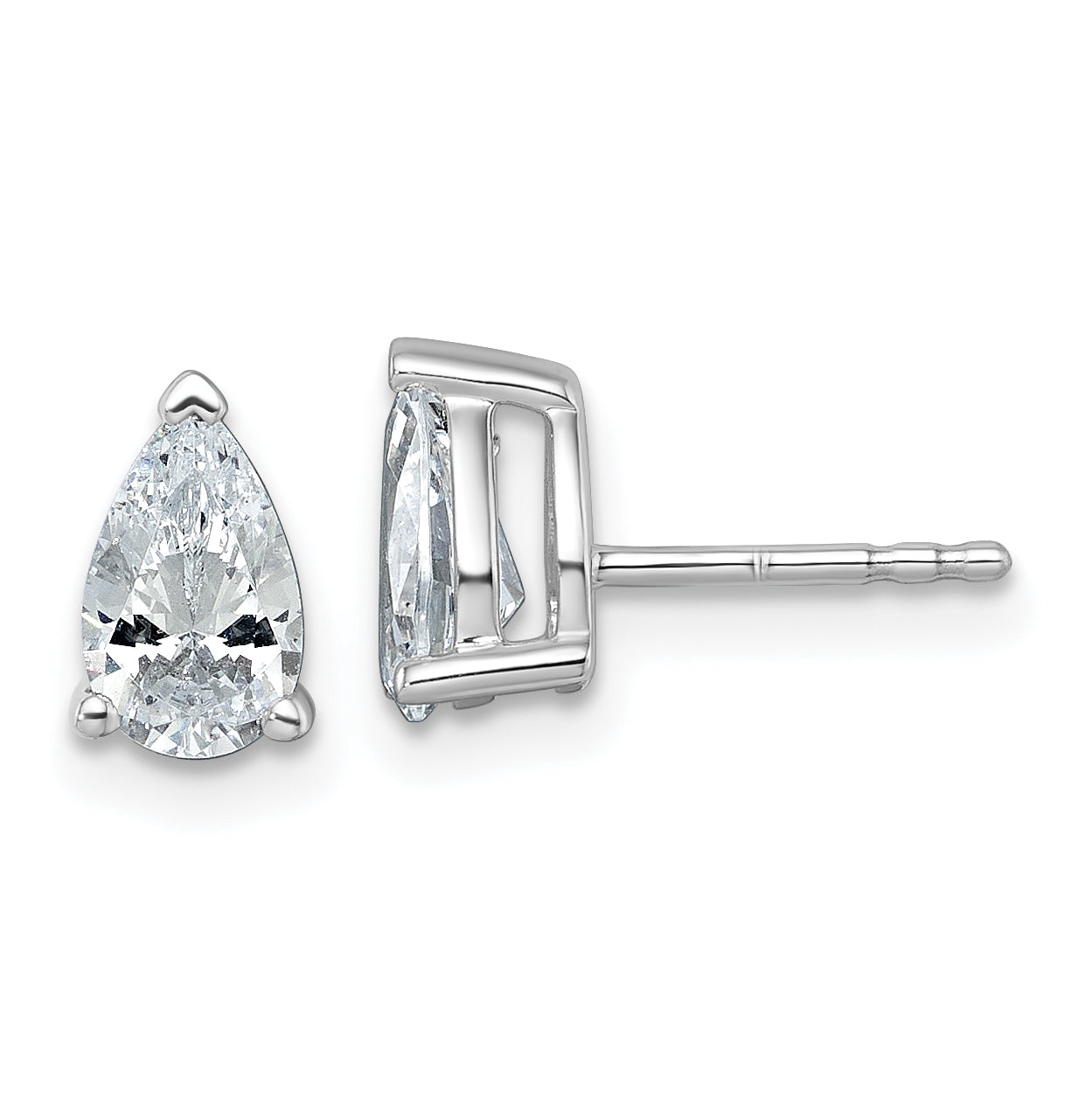 14K White Gold 1 1/2 ct Certified Lab-Created Diamond VS/SI+ G+, Pear-Cut 3-Prong Stud Earrings