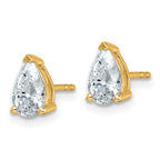 14k 1 1/2 carat Certified Lab Grown Diamond VS+ F+ Complete Pear Three Prong Stud Earrings