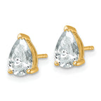 14K Yellow Gold 2 ct Certified Lab-Created Diamond VS/SI+ G+, Pear-Cut 3-Prong Stud Earrings