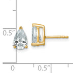 14K Yellow Gold 2 ct Lab-Created Diamond VS+ F+, Pear-Cut 3-Prong Stud Earrings