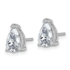 14K White Gold 2 ct Certified Lab-Created Diamond VS+ F+, Pear-Cut 3-Prong Stud Earrings