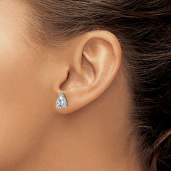 14k White Gold 2 carat Lab Grown Diamond VS+ F+ Complete Pear Three Prong Stud Earrings