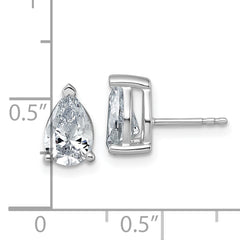 14k White Gold 2 carat Lab Grown Diamond VS+ F+ Complete Pear Three Prong Stud Earrings
