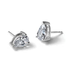 14K White Gold 2 ct Certified Lab-Created Diamond VS+ F+, Pear-Cut 3-Prong Stud Earrings