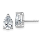 14K White Gold 2 ct Certified Lab-Created Diamond VS+ F+, Pear-Cut 3-Prong Stud Earrings