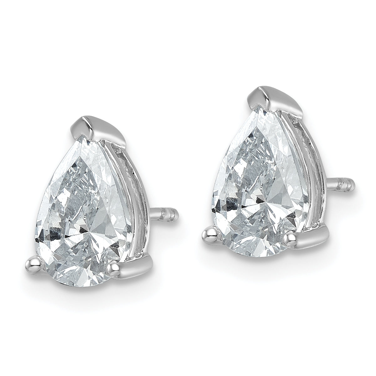 14K White Gold 3 ct Certified Lab-Created Diamond VS/SI+ G+, Pear-Cut 3-Prong Stud Earrings