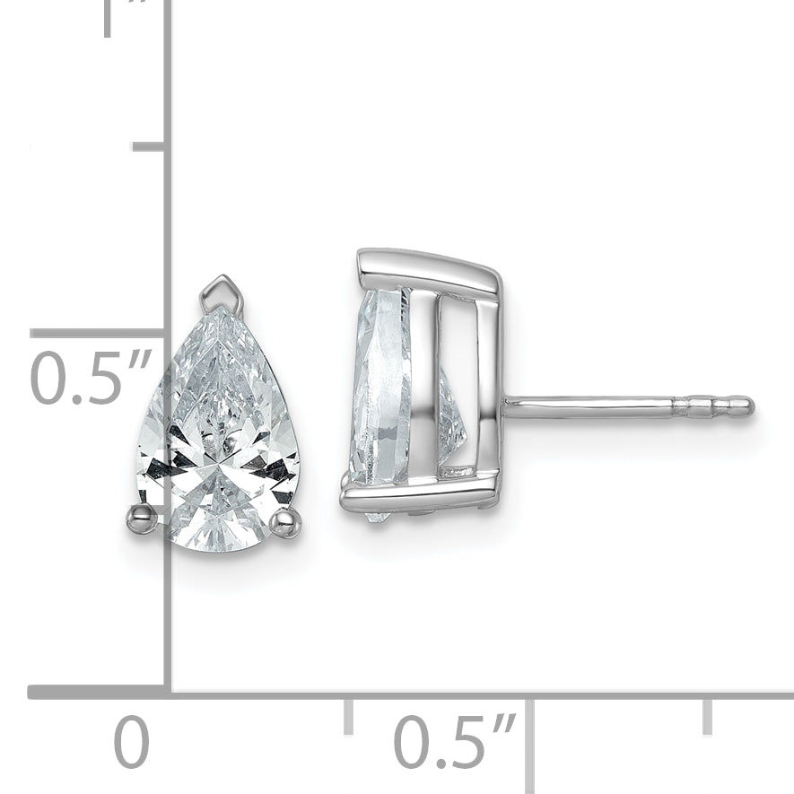 14K White Gold 3 ct Certified Lab-Created Diamond VS/SI+ G+, Pear-Cut 3-Prong Stud Earrings