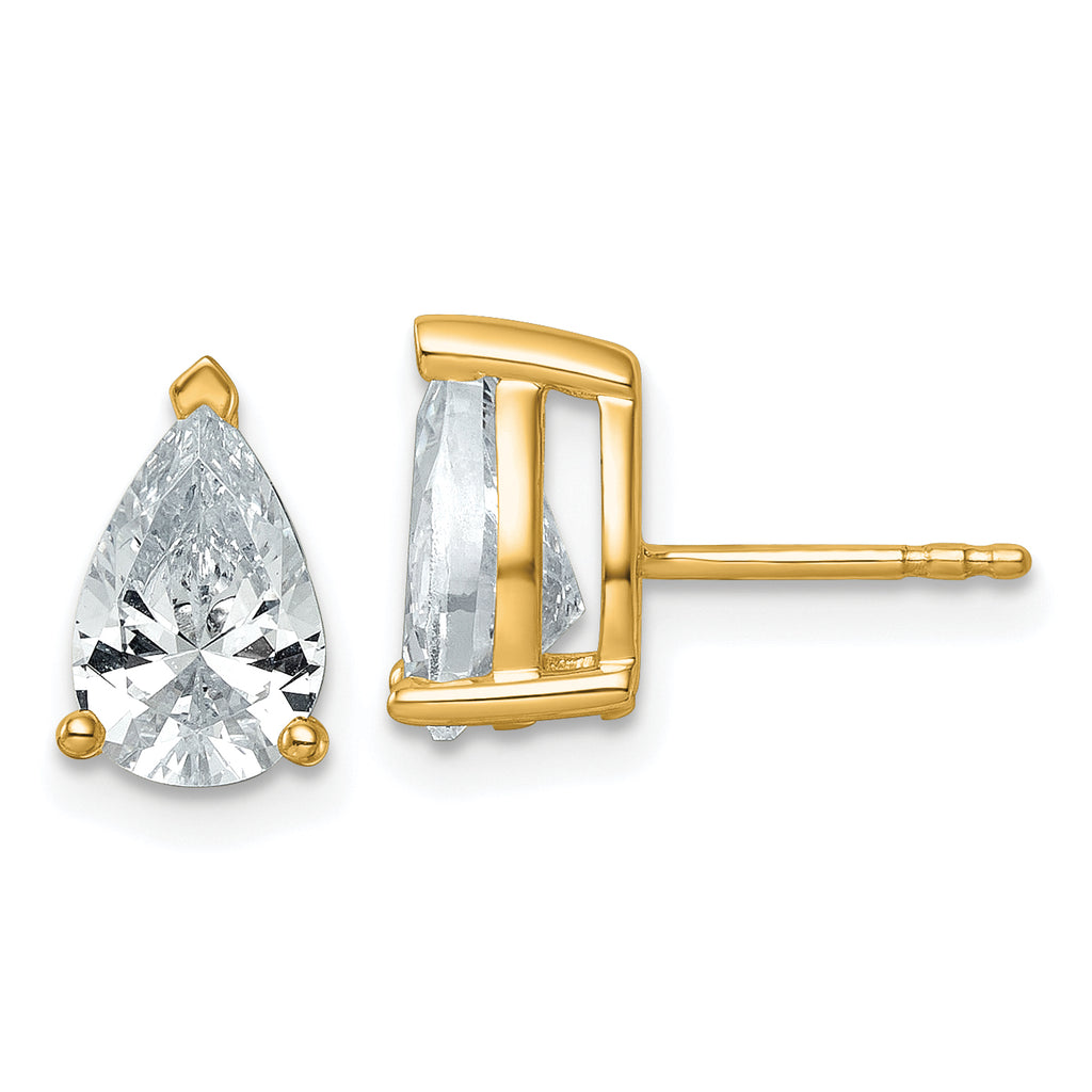 14K Yellow Gold 3 ct Lab-Created Diamond VS/SI+ G+, Pear-Cut 3-Prong Stud Earrings