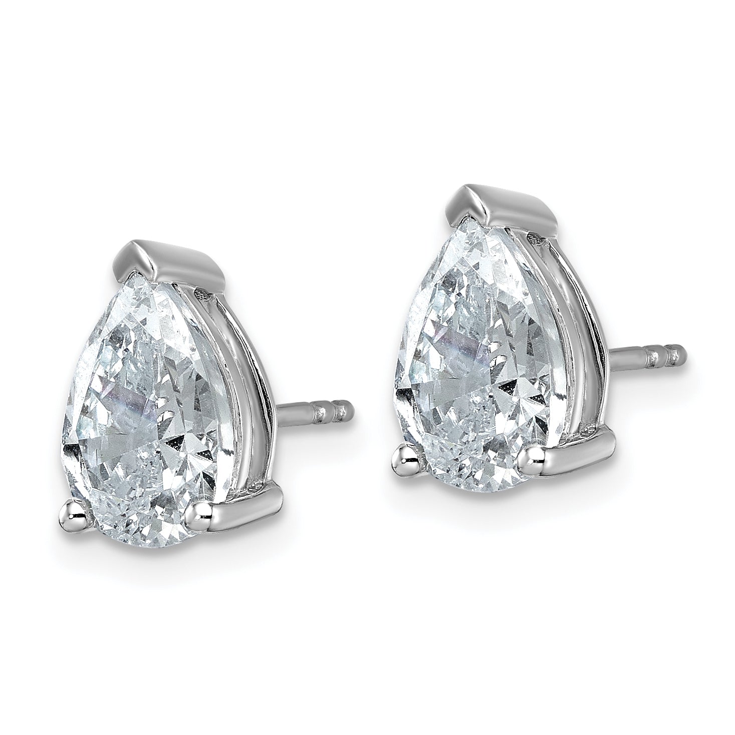 14K White Gold 4 ct Lab-Created Diamond VS+ F+, Pear-Cut 3-Prong Stud Earrings