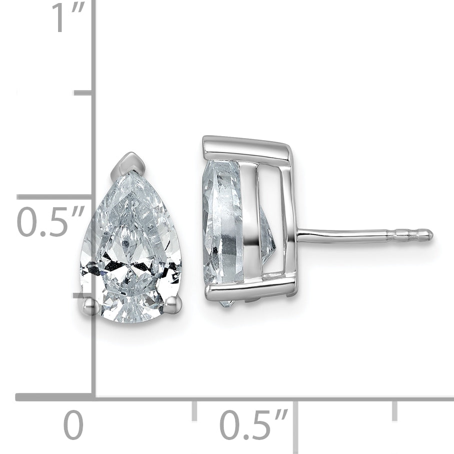 14K White Gold 4 ct Certified Lab-Created Diamond VS+ F+, Pear-Cut 3-Prong Stud Earrings