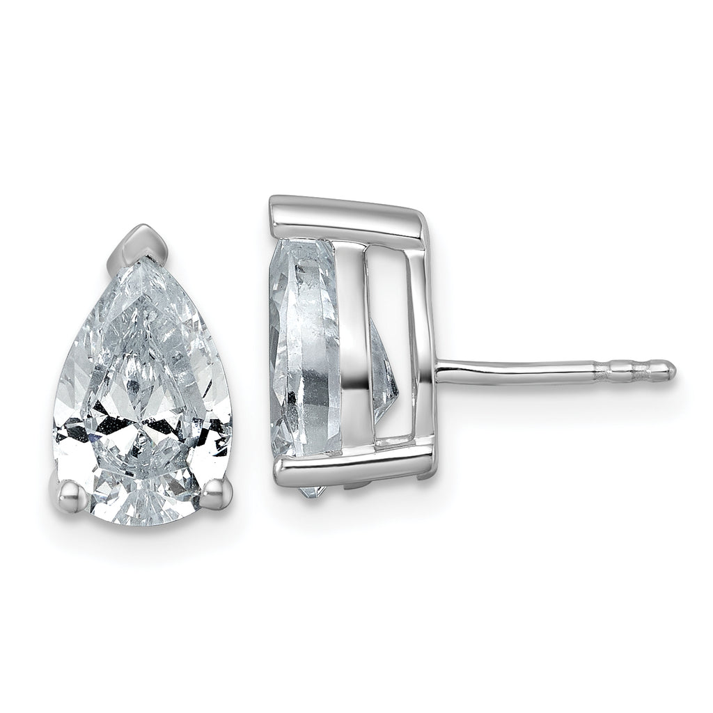14K White Gold 4 ct Certified Lab-Created Diamond VS+ F+, Pear-Cut 3-Prong Stud Earrings