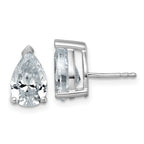 14K White Gold 4 ct Certified Lab-Created Diamond VS+ F+, Pear-Cut 3-Prong Stud Earrings