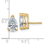 14K Yellow Gold 4 ct Certified Lab-Created Diamond VS+ F+, Pear-Cut 3-Prong Stud Earrings