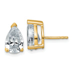 14K Yellow Gold 4 ct Lab-Created Diamond VS+ F+, Pear-Cut 3-Prong Stud Earrings
