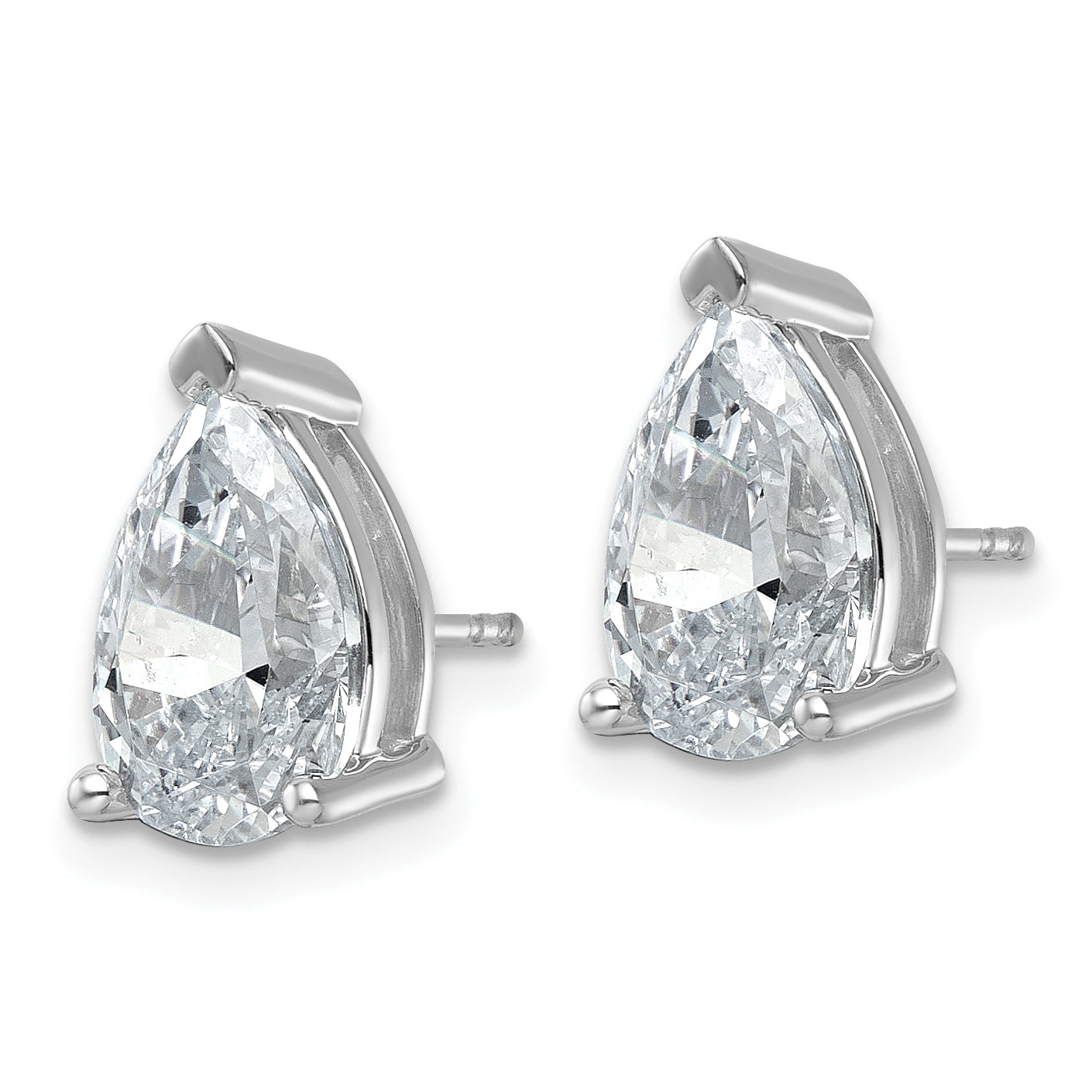 14K White Gold 5 ct Lab-Created Diamond VS+ F+, Pear-Cut 3-Prong Stud Earrings Secondary image