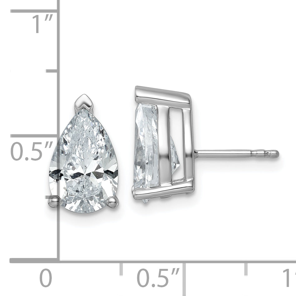 14K White Gold 5 ct Lab-Created Diamond VS+ F+, Pear-Cut 3-Prong Stud Earrings