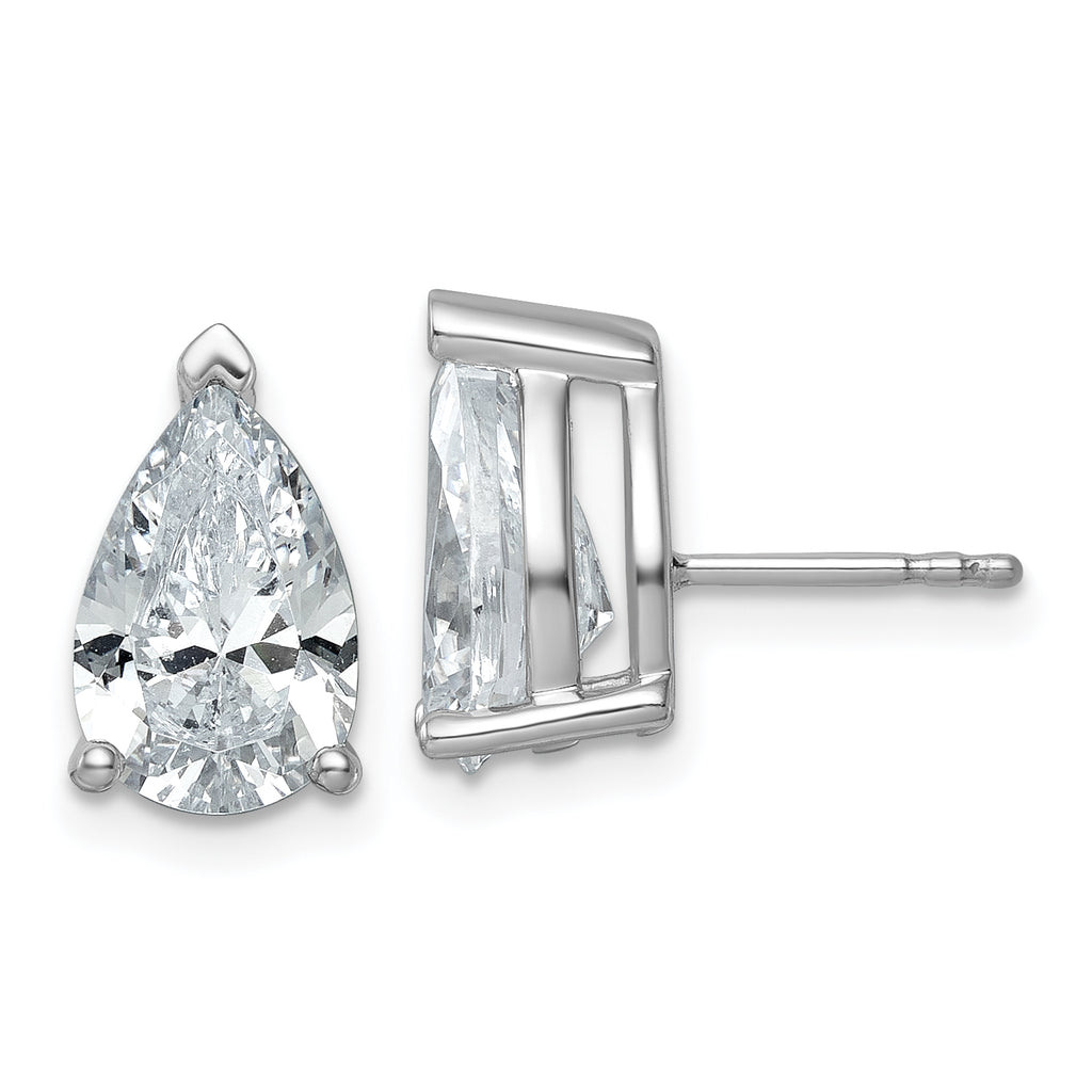 14K White Gold 5 ct Lab-Created Diamond VS+ F+, Pear-Cut 3-Prong Stud Earrings