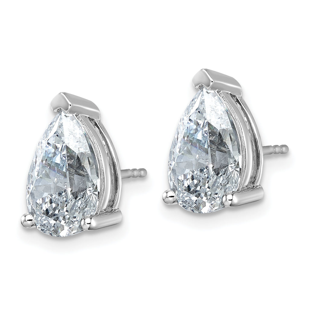 14K White Gold 6 ct Lab-Created Diamond VS+ F+, Pear-Cut 3-Prong Stud Earrings
