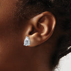 14K White Gold 6 ct Lab-Created Diamond VS/SI+ G+, Pear-Cut 3-Prong Stud Earrings