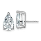 14K White Gold 6 ct Certified Lab-Created Diamond VS/SI+ G+, Pear-Cut 3-Prong Stud Earrings
