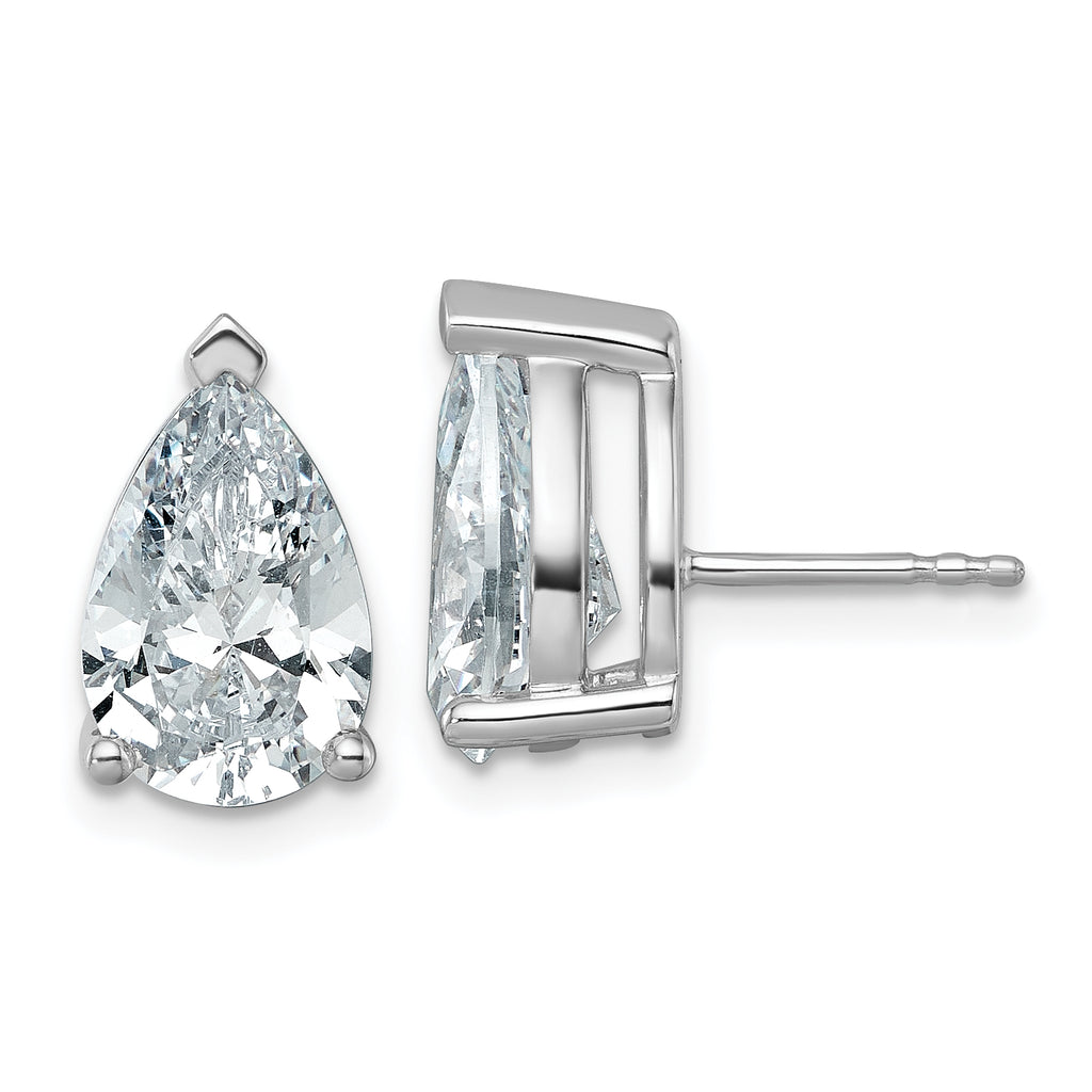 14K White Gold 6 ct Lab-Created Diamond VS+ F+, Pear-Cut 3-Prong Stud Earrings
