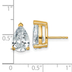 14K Yellow Gold 6 ct Certified Lab-Created Diamond VS/SI+ G+, Pear-Cut 3-Prong Stud Earrings