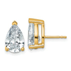 14K Yellow Gold 6 ct Certified Lab-Created Diamond VS+ F+, Pear-Cut 3-Prong Stud Earrings