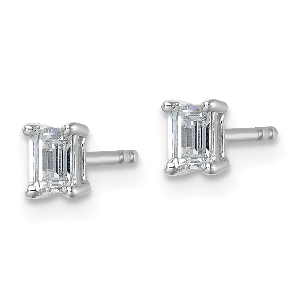 14K White Gold 1/2 ct Lab-Created Diamond VS/SI+ G+, Octagon / Emerald-Cut 4-Prong Stud Earrings