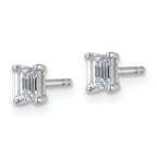 14K White Gold 1/2 ct Lab-Created Diamond VS+ F+, Octagon / Emerald-Cut 4-Prong Stud Earrings