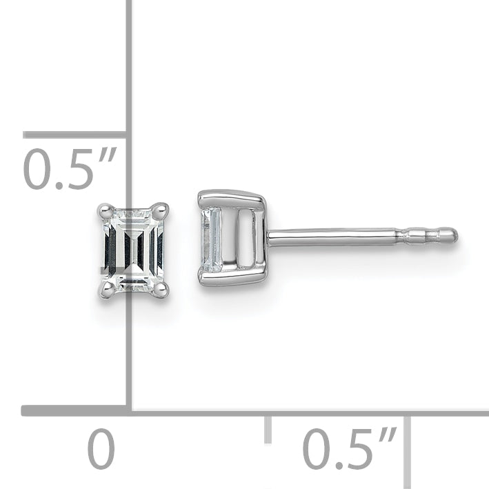 14K White Gold 1/2 ct Certified Lab-Created Diamond VS+ F+, Octagon / Emerald-Cut 4-Prong Stud Earrings