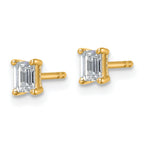 14K Yellow Gold 1/2 ct Certified Lab-Created Diamond VS+ F+, Octagon / Emerald-Cut 4-Prong Stud Earrings