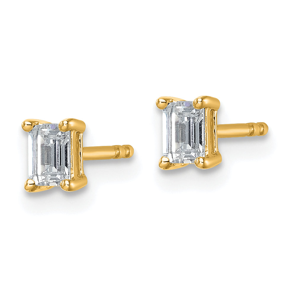 14K Yellow Gold 1/2 ct Certified Lab-Created Diamond VS/SI+ G+, Octagon / Emerald-Cut 4-Prong Stud Earrings