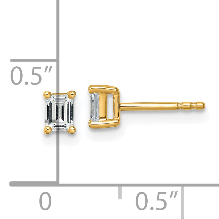 14K Yellow Gold 1/2 ct Certified Lab-Created Diamond VS+ F+, Octagon / Emerald-Cut 4-Prong Stud Earrings