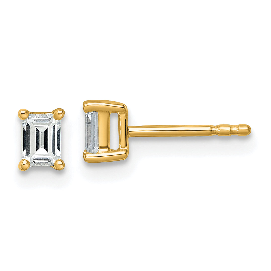 14K Yellow Gold 1/2 ct Certified Lab-Created Diamond VS/SI+ G+, Octagon / Emerald-Cut 4-Prong Stud Earrings