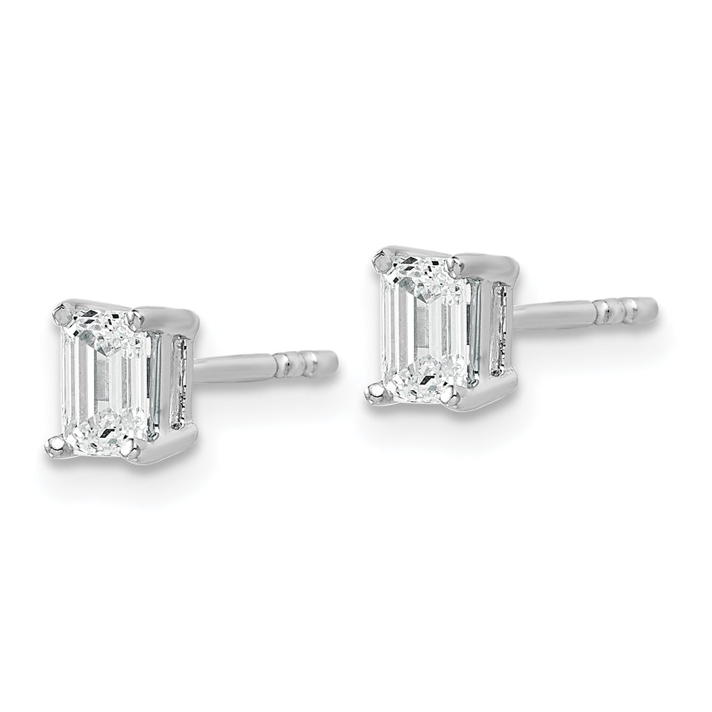 14K White Gold 5/8 ct Lab-Created Diamond VS/SI+ G+, Octagon / Emerald-Cut 4-Prong Stud Earrings