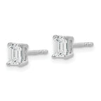 14K White Gold 5/8 ct Lab-Created Diamond VS/SI+ G+, Octagon / Emerald-Cut 4-Prong Stud Earrings