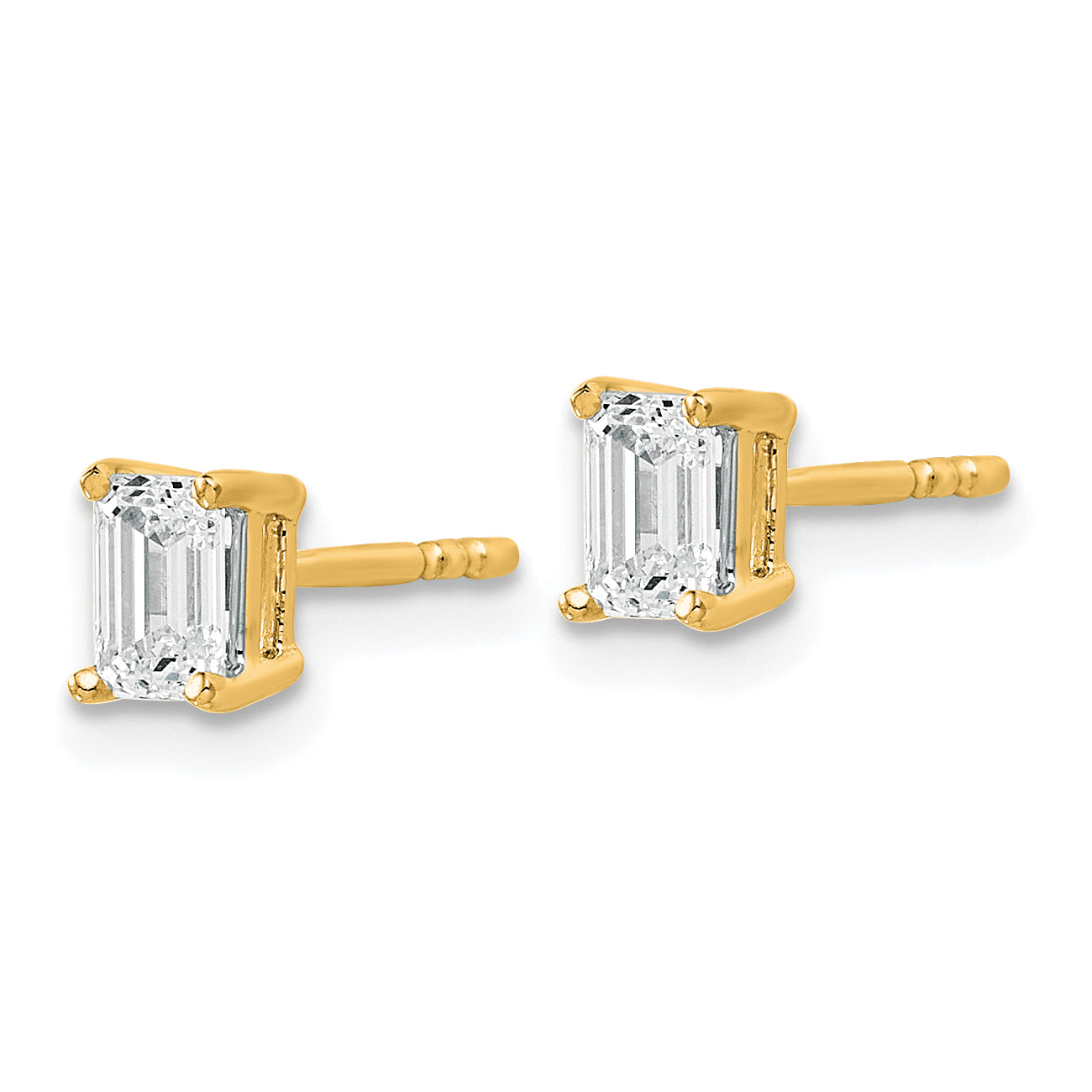 14K Yellow Gold 5/8 ct Lab-Grown Diamond Emerald Stud Earrings Secondary image