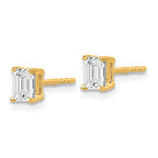 14K Yellow Gold 5/8 ct Lab-Grown Diamond Emerald Stud Earrings