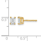 14K Yellow Gold 5/8 ct Lab-Grown Diamond Emerald Stud Earrings