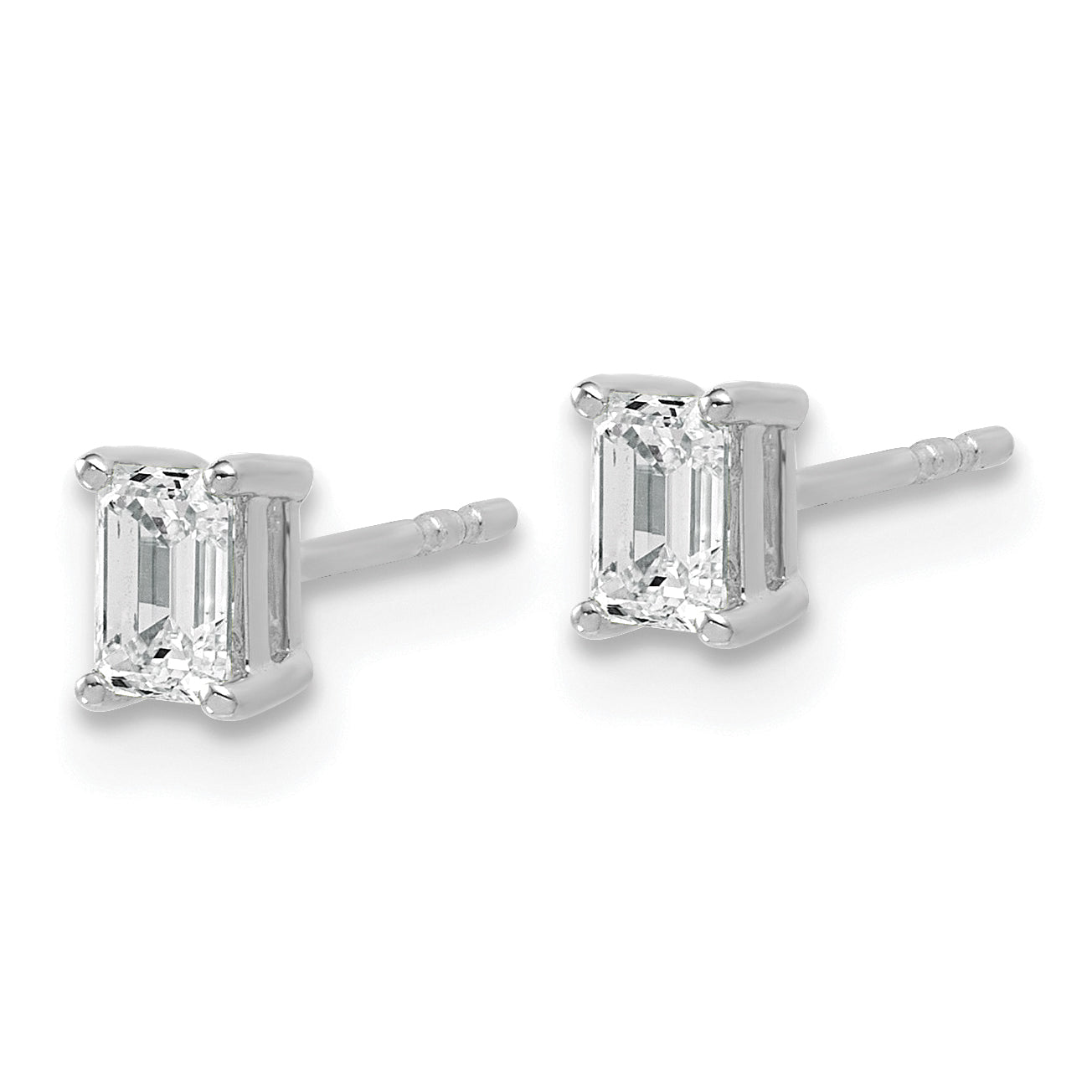 14K White Gold 3/4 ct Lab-Created Diamond VS/SI+ G+, Octagon / Emerald-Cut 4-Prong Stud Earrings Secondary image