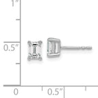 14K White Gold 3/4 ct Lab-Created Diamond VS+ F+, Octagon / Emerald-Cut 4-Prong Stud Earrings