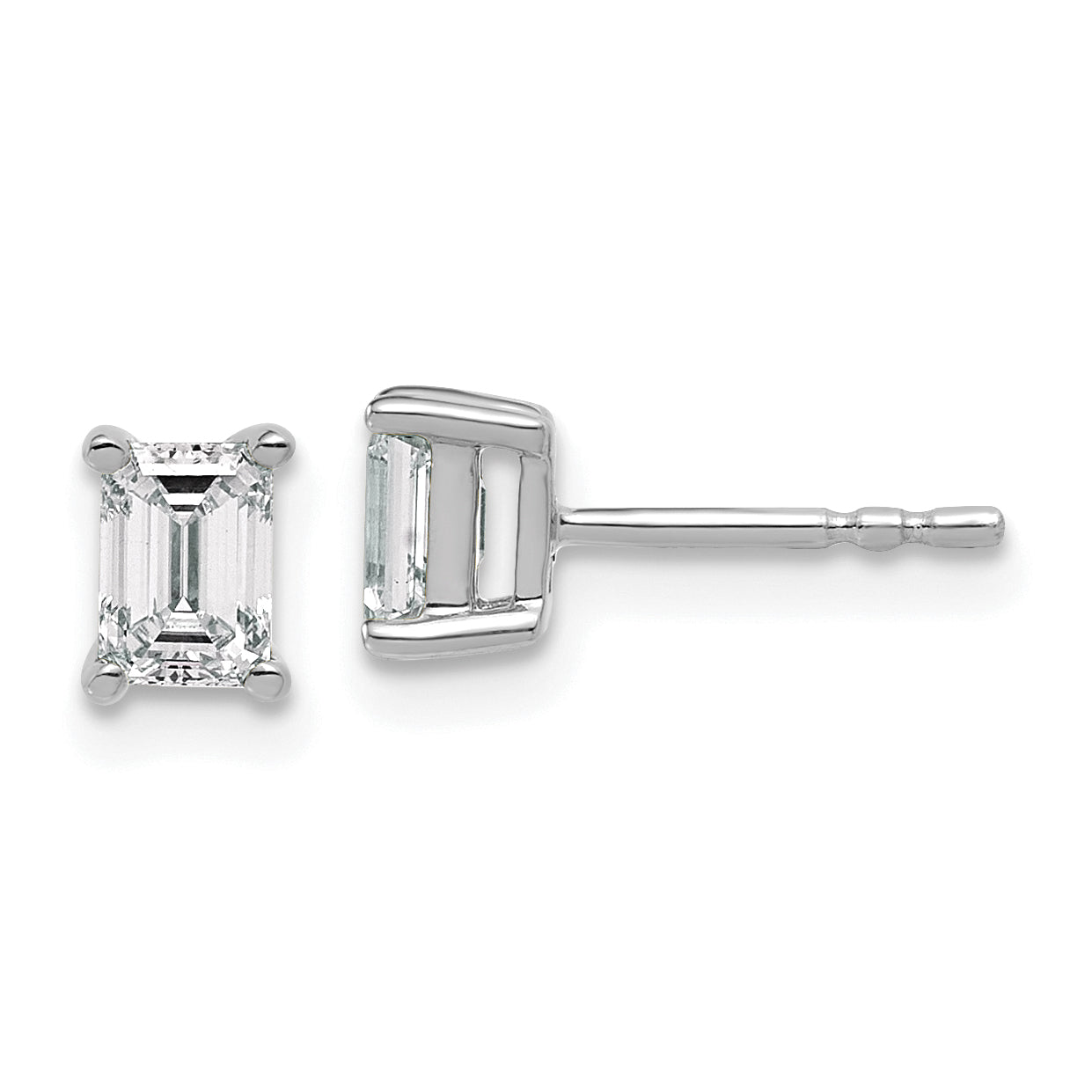 14K White Gold 3/4 ct Lab-Created Diamond VS+ F+, Octagon / Emerald-Cut 4-Prong Stud Earrings Main image