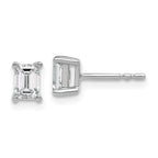 14K White Gold 3/4 ct Lab-Created Diamond VS+ F+, Octagon / Emerald-Cut 4-Prong Stud Earrings