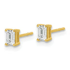 14K Yellow Gold 3/4 ct Lab-Grown Diamond Emerald Stud Earrings