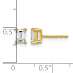 14K Yellow Gold 3/4 ct Lab-Grown Diamond Emerald Stud Earrings
