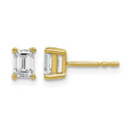 14K Yellow Gold 3/4 ct Lab-Grown Diamond Emerald Stud Earrings