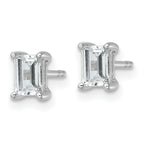 14K White Gold 1 ct Certified Lab-Created Diamond VS/SI+ G+, Octagon / Emerald-Cut 4-Prong Stud Earrings