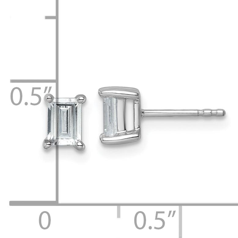 14K White Gold 1 ct Lab-Created Diamond VS+ F+, Octagon / Emerald-Cut 4-Prong Stud Earrings