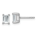 14K White Gold 1 ct Lab-Created Diamond VS/SI+ G+, Octagon / Emerald-Cut 4-Prong Stud Earrings