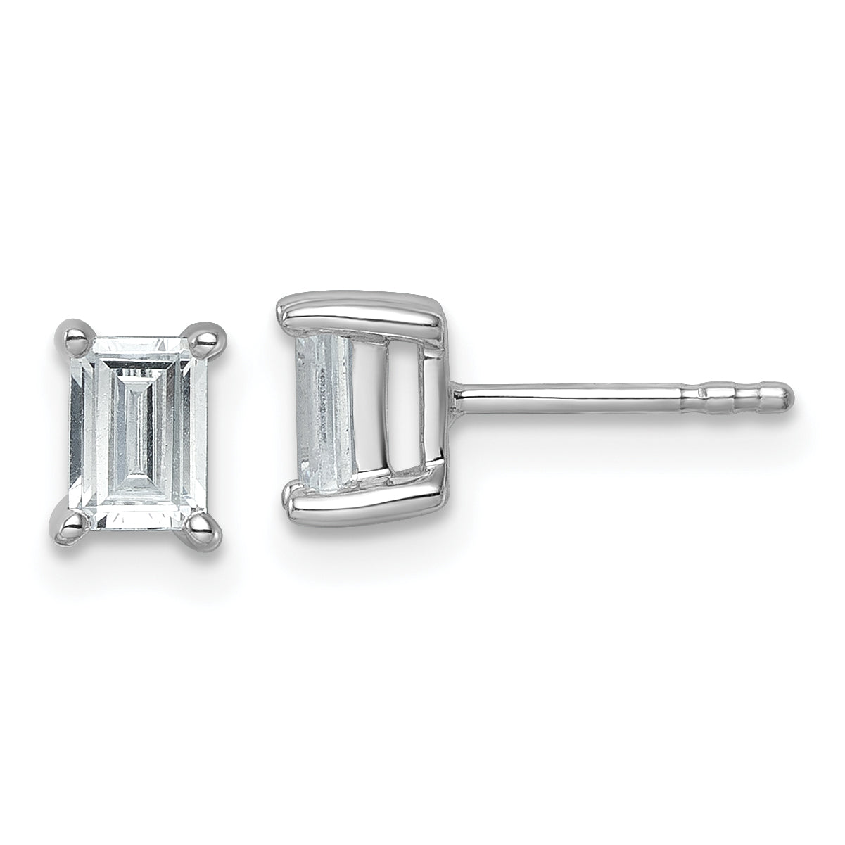 14K White Gold 1 ct Lab-Created Diamond VS+ F+, Octagon / Emerald-Cut 4-Prong Stud Earrings Main image